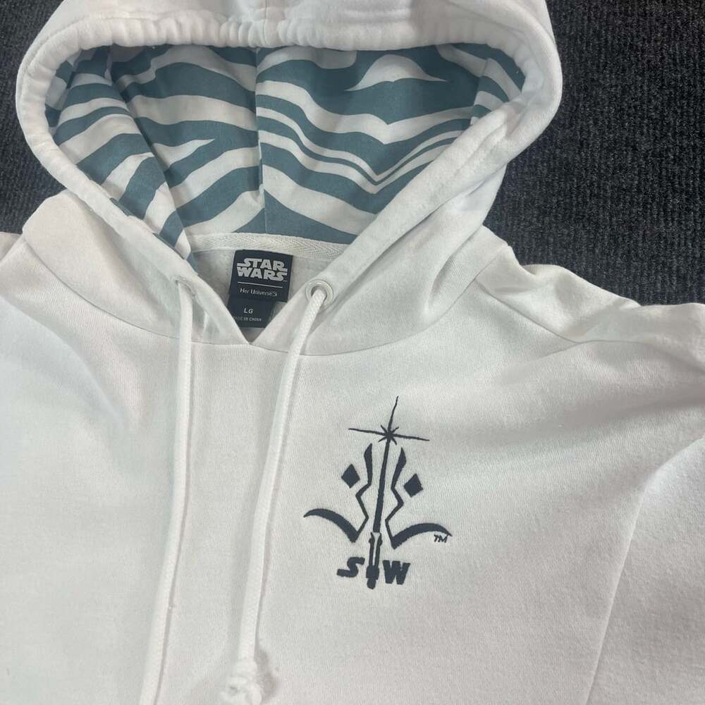 Her Universe Star Wars Ahsoka Poncho Hoodie Size LG White -read description